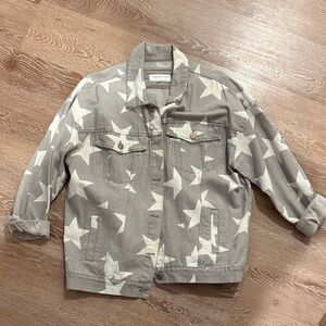 Gray Star-Patterned Jean Jacket